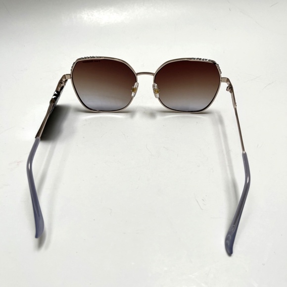 New TRUE RELIGION Square Rhinestone Sunglasses Metal Gold Brown Blue Lens main image 7